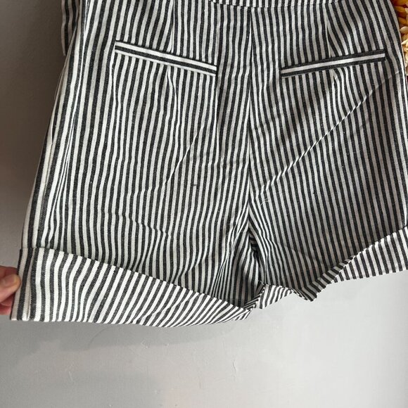 Evidnt Anthro High Rise Short SMALL White Gray Striped Linen Blend - Picture 5 of 10
